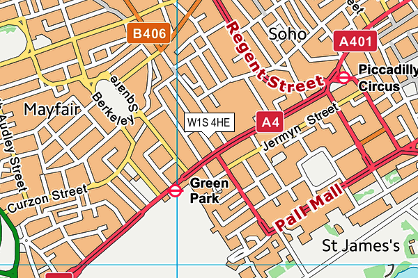 W1S 4HE map - OS VectorMap District (Ordnance Survey)