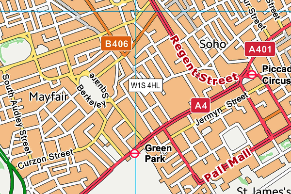W1S 4HL map - OS VectorMap District (Ordnance Survey)