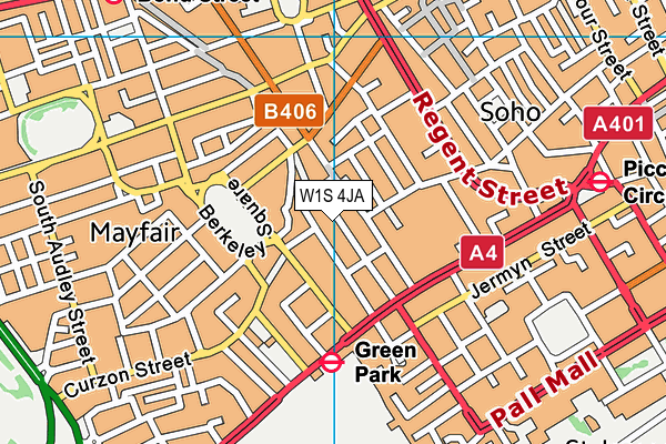 W1S 4JA map - OS VectorMap District (Ordnance Survey)