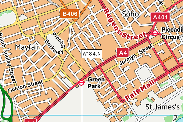 W1S 4JN map - OS VectorMap District (Ordnance Survey)