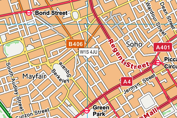 W1S 4JU map - OS VectorMap District (Ordnance Survey)