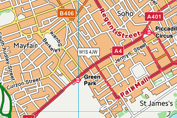 W1S 4JW map - OS VectorMap District (Ordnance Survey)