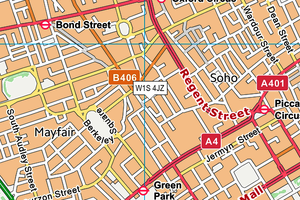 W1S 4JZ map - OS VectorMap District (Ordnance Survey)
