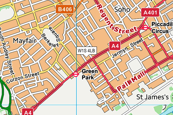 W1S 4LB map - OS VectorMap District (Ordnance Survey)