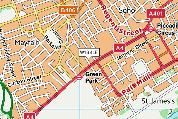 W1S 4LE map - OS VectorMap District (Ordnance Survey)