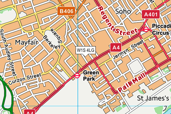 W1S 4LG map - OS VectorMap District (Ordnance Survey)