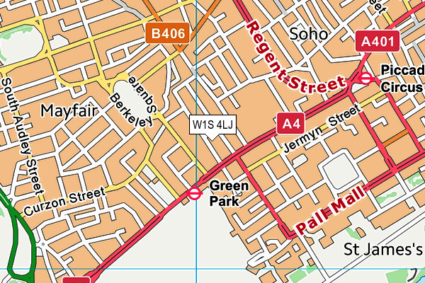W1S 4LJ map - OS VectorMap District (Ordnance Survey)