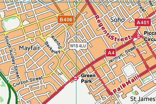 The Spa At Browns Hotel map (W1S 4LU) - OS VectorMap District (Ordnance Survey)