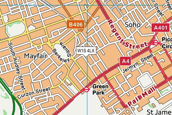 W1S 4LX map - OS VectorMap District (Ordnance Survey)
