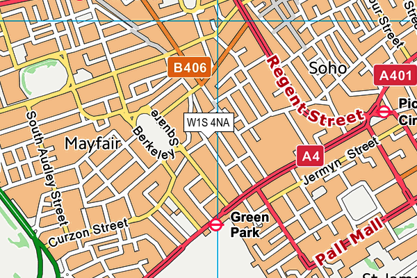 W1S 4NA map - OS VectorMap District (Ordnance Survey)