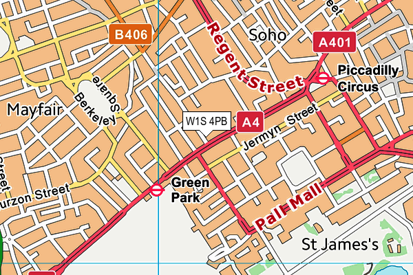 W1S 4PB map - OS VectorMap District (Ordnance Survey)