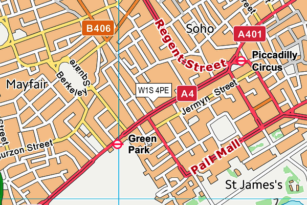 W1S 4PE map - OS VectorMap District (Ordnance Survey)