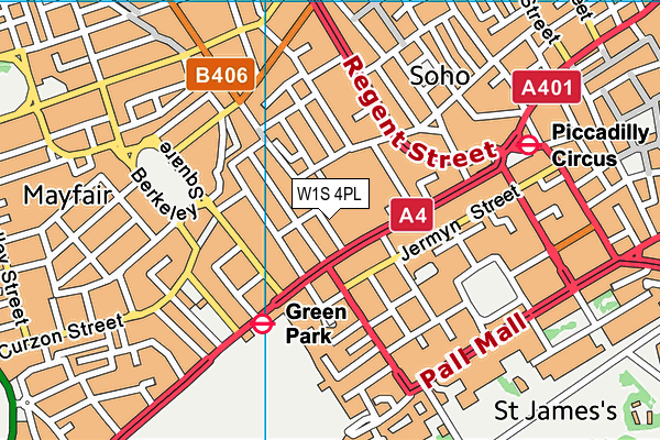 W1S 4PL map - OS VectorMap District (Ordnance Survey)