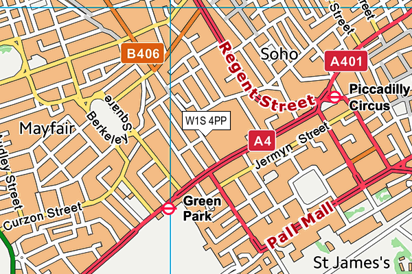 W1S 4PP map - OS VectorMap District (Ordnance Survey)