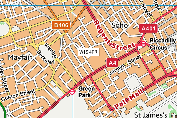 W1S 4PR map - OS VectorMap District (Ordnance Survey)