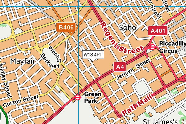 W1S 4PT map - OS VectorMap District (Ordnance Survey)