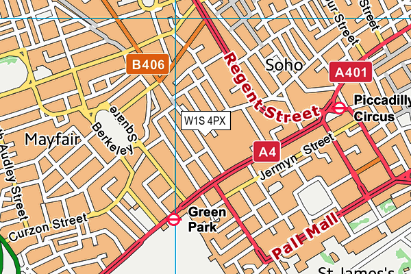 W1S 4PX map - OS VectorMap District (Ordnance Survey)
