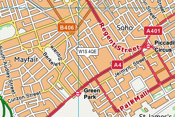W1S 4QE map - OS VectorMap District (Ordnance Survey)