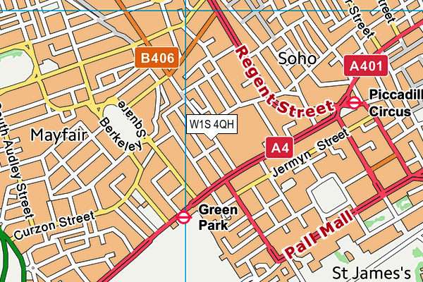 W1S 4QH map - OS VectorMap District (Ordnance Survey)
