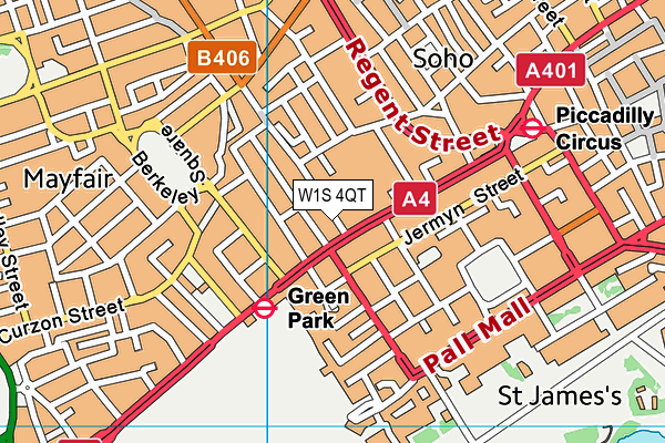 W1S 4QT map - OS VectorMap District (Ordnance Survey)