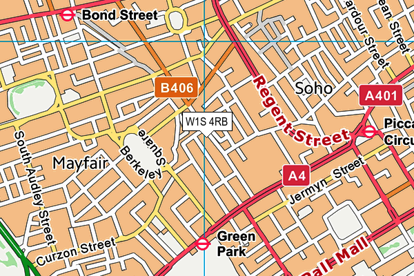 W1S 4RB map - OS VectorMap District (Ordnance Survey)