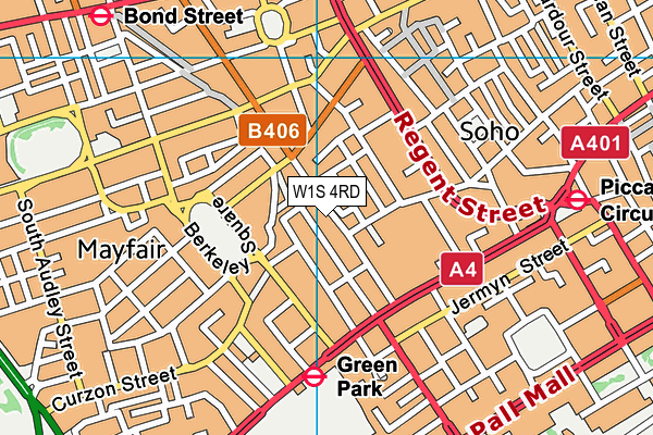 W1S 4RD map - OS VectorMap District (Ordnance Survey)