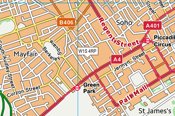 W1S 4RP map - OS VectorMap District (Ordnance Survey)