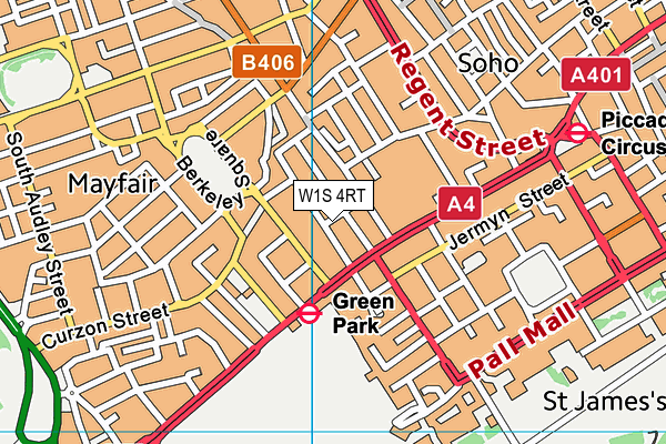 W1S 4RT map - OS VectorMap District (Ordnance Survey)