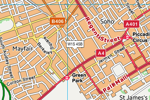 W1S 4SB map - OS VectorMap District (Ordnance Survey)