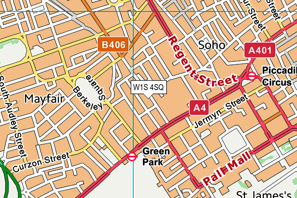 W1S 4SQ map - OS VectorMap District (Ordnance Survey)