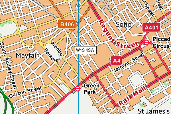 W1S 4SW map - OS VectorMap District (Ordnance Survey)