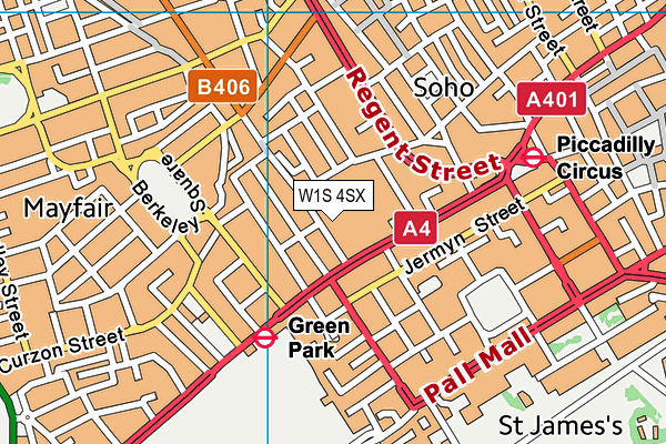 W1S 4SX map - OS VectorMap District (Ordnance Survey)