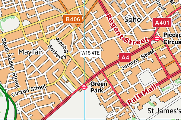 W1S 4TE map - OS VectorMap District (Ordnance Survey)