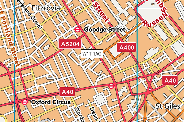 W1T 1AG map - OS VectorMap District (Ordnance Survey)