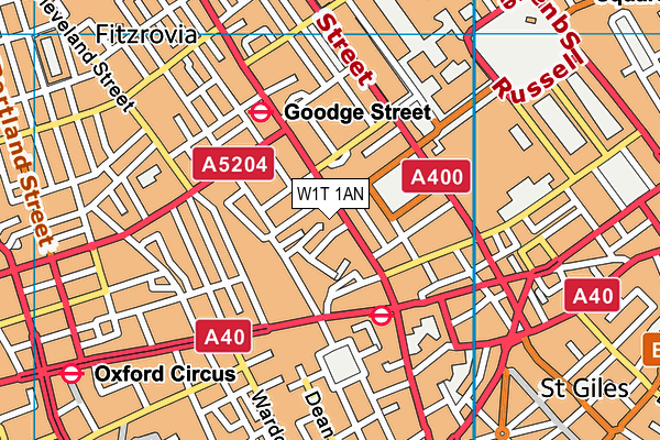 W1T 1AN map - OS VectorMap District (Ordnance Survey)