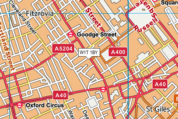 W1T 1BY map - OS VectorMap District (Ordnance Survey)