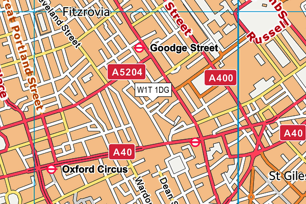 W1T 1DG map - OS VectorMap District (Ordnance Survey)