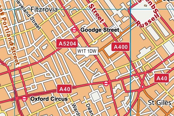 W1T 1DW map - OS VectorMap District (Ordnance Survey)