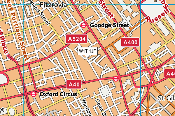 W1T 1JF map - OS VectorMap District (Ordnance Survey)