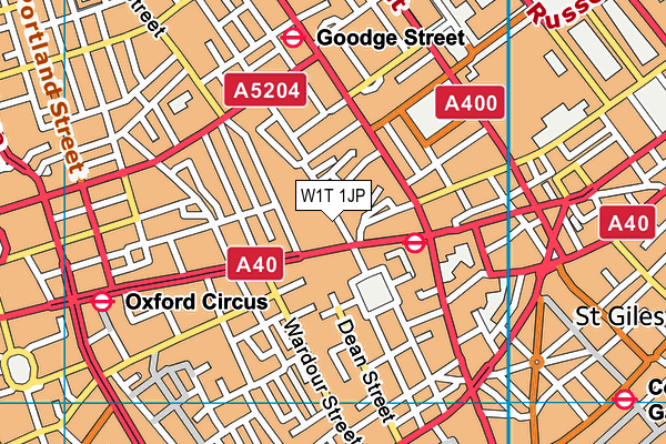 W1T 1JP map - OS VectorMap District (Ordnance Survey)