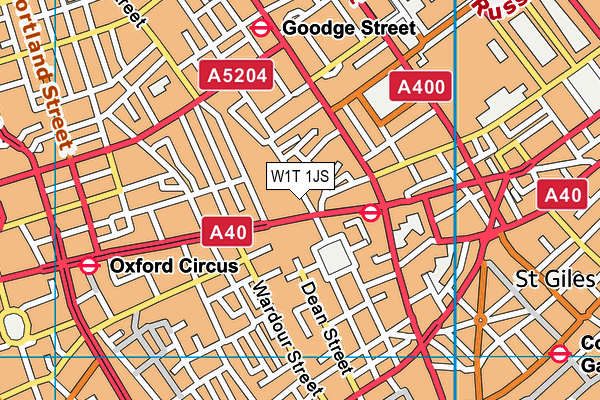 W1T 1JS map - OS VectorMap District (Ordnance Survey)