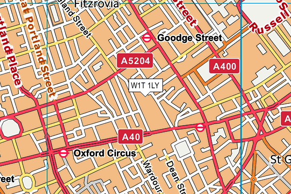 W1T 1LY map - OS VectorMap District (Ordnance Survey)