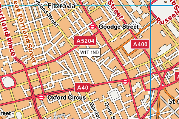 W1T 1ND map - OS VectorMap District (Ordnance Survey)