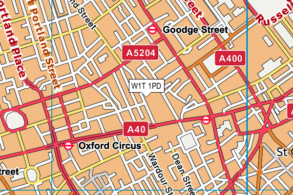 W1T 1PD map - OS VectorMap District (Ordnance Survey)