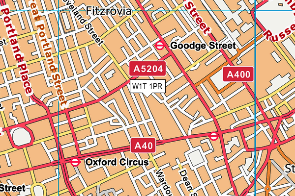 W1T 1PR map - OS VectorMap District (Ordnance Survey)