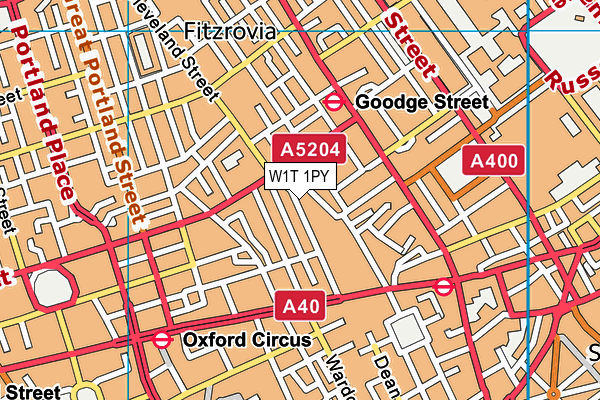 W1T 1PY map - OS VectorMap District (Ordnance Survey)