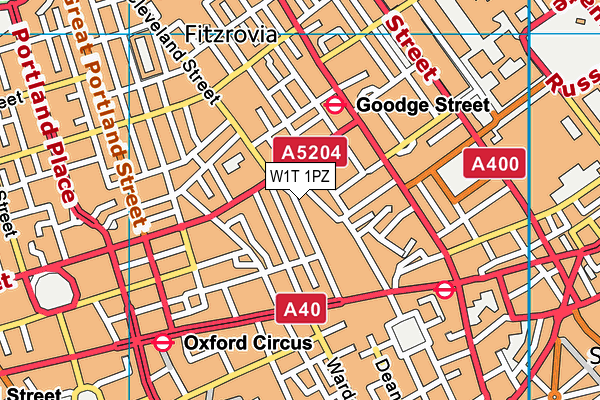 W1T 1PZ map - OS VectorMap District (Ordnance Survey)