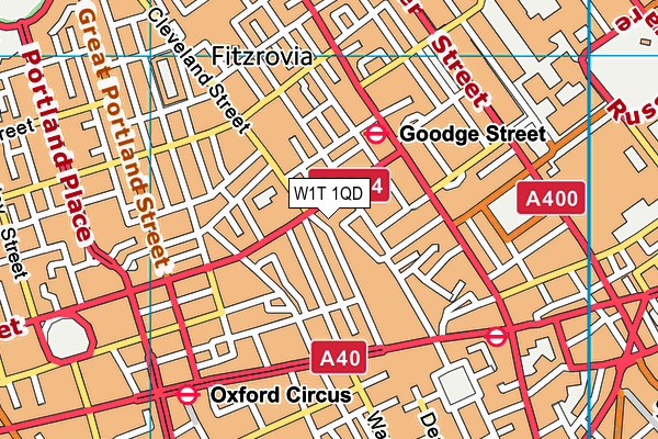 W1T 1QD map - OS VectorMap District (Ordnance Survey)