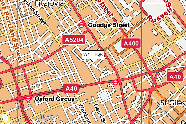 W1T 1QS map - OS VectorMap District (Ordnance Survey)