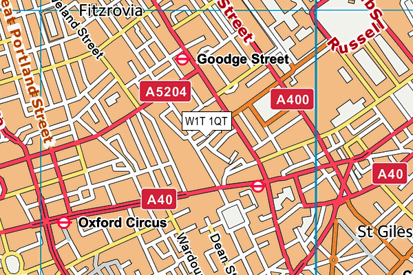 W1T 1QT map - OS VectorMap District (Ordnance Survey)